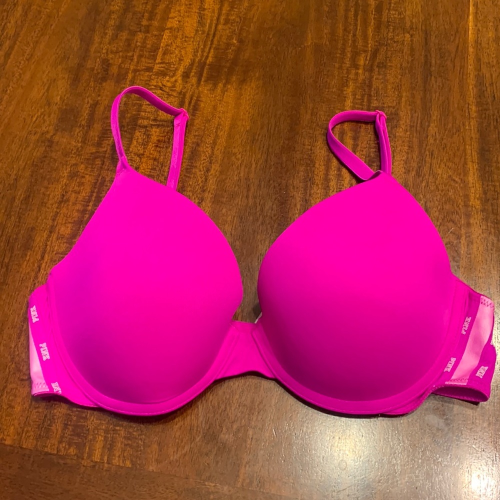 PINK - neon pink padded bra - size 34c